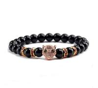 Zuiaidess Bracelet en Pierre Bracelets Et Bracelet des Bracelets Or Argent Panthère Noire Mat Brillant Tête Bangles Bijoux en Perles Naturelles Accessoires Homme Femme Commémoration Cadeau,l'or Rose
