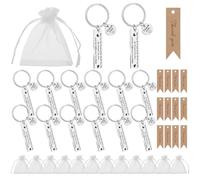 Zuimei 36 Pièces Porte-clés Cadeau de Remerciement, Porte-clés Inspirant avec Carte de Remerciement, Sacs Organza pour Collègue, Employé, Professeur, Infirmière, 2 Styles, Argenté.
