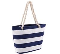 Zuimei Sac de plage, sac fourre-tout imperméable en toile, sac à main de voyage, sac à main à rayures pour femmes, filles, piscine, vacances, voyage, école, travail, shopping, bleu, Large