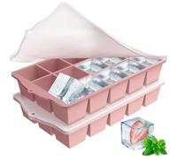 ZUIMENG Bac a Glacon avec Couvercle, Glacons Moule en Silicone Sans BPA, Bac à Glaçons Empilable pour Cocktail Whiskey Bebe Puree (Rose, 2 Pièces)