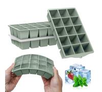 ZUIMENG Bac a Glacon avec Couvercle, Glacons Moule en Silicone Sans BPA, Bac à Glaçons Empilable pour Cocktail Whiskey (Vert, 4 Pièces)