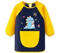 Zuipwpt Tablier Peinture Enfant 3-8 Ans,Blouse Enfant Peinture avec Poches,Imperméable Tablier Enfant pour École,Peinture,Cuisine,Pour 3 4 5 6 7 8 Ans Garçon Fille (Dinosaure-xin)