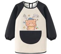 Zuipwpt Tablier Peinture Enfant 3-8 Ans,Blouse Enfant Peinture avec Poches,Imperméable Tablier Enfant pour École,Peinture,Cuisine,Pour 3 4 5 6 7 8 Ans Garçon Fille (Grizzly-xin)
