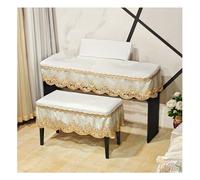 Zuiquity Housse de Piano Droit Comprenant Une Housse de Banc et Une Housse de Pupitre, Une Housse Clavier en Velours Luxueux avec Broderies Doré(Size:Housse Tabouret Simple,Color:Blanc)