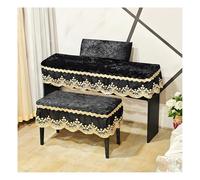 Zuiquity Housse de Piano Droit Comprenant Une Housse de Banc et Une Housse de Pupitre, Une Housse Clavier en Velours Luxueux avec Broderies Dorées(Size:Housse Tabouret Double,Color:Noir)