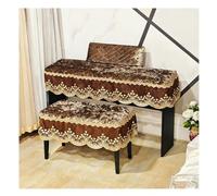 Zuiquity Housse de Piano Droit Comprenant Une Housse de Banc et Une Housse de Pupitre, Une Housse Clavier en Velours Luxueux avec Broderies Dor(Size:Housse Tabouret Double,Color:Marron)