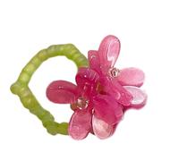 ZUJIABAO Bagues élastiques colorées uniques en acrylique coréen pour femmes et filles - Accessoire tendance en forme de fleur en acrylique pour un usage quotidien, One Size, Comme décrit, Comme décrit