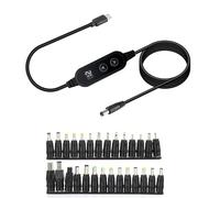 ZUJIABAO Câble d'alimentation type C vers DC5521 5V9V12V15V20V avec embouts optionnels réglables 5V 20V pour ordinateurs portables et haut-parleurs