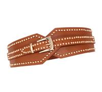 ZUJIABAO Ceinture extensible en similicuir pour femme, pour robes, manteaux, accessoire décoratif clouté en simili cuir, ceinture extensible pour femme, marron, taille unique