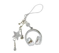 ZUJIABAO Élégant porte-clés note de musique avec pendentif casque design pour sac à dos, accessoires de téléphone et idées cadeaux chaîne étoile, Argenté., Keychain