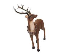 ZUJIABAO Figurines de renne de Noël ornement de table avec long bois et pieds de cerf modèle animal décorations d'intérieur cadeau centre de table