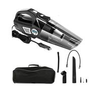 ZUJIABAO Nettoyeur de voiture 4 en 1 120 W 6000 Pa - Aspirateur 12 V avec manomètre numérique - Lampe de poche portable et gonfleur