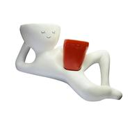 ZUJIABAO Petits pots de fleurs en résine avec figurine d'homme paresseux pour plantes grasses pour bureau, maison, accessoire décoratif de bureau