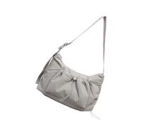 ZUJIABAO Sac à bandoulière de grande capacité pour femme - Sac d'école en toile plissée avec cordon de serrage - Grande capacité, gris, One Size