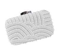 ZUJIABAO Sac à main avec perles et fausses perles, sac à bandoulière spacieux organisé pour un événement social, essentiel, élégant, embelli, Argenté., One Size