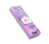 ZUJIABAO Trousse à crayons multifonction avec calculatrice, taille-crayon, grande capacité, pour étudiants, enfants, organiseurs de bureau avec calculatrice, Ours violet