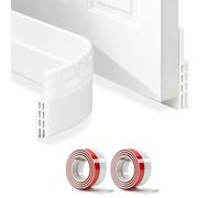 Zukdure Lot de 2 joints de porte - Boudin de porte autocollant pour bas de porte - Bande d'étanchéité en caoutchouc blanc pour portes et fenêtres intérieures et extérieures - Arrête les courants d'air