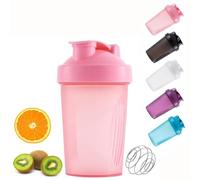 zukent Bouteille shaker de protéines, avec boule mélangée en acier inoxydable, 400 ml, bouchon anti-fuite, parfait pour le fitness, le sport, la gym, les compléments de boissons, sans BPA, passe au