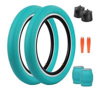 ZUKKA Lot de 2 pneus BMX pliables de 20" - 20 x 2,40 - Gaine et 2 chambres à air de 20" - Compatible avec les vélos d'enfants, VTT, MX Freestyle 20 x 2,40 et chambre à air - Vert