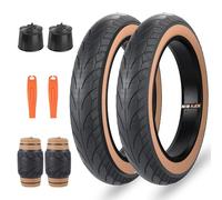 ZUKKA Lot de 2 pneus de vélo 20" Fat Bike Tire 20 x 4,0" Plus 2 chambres à air 20 x 4,0 AV35 mm pour vélo électrique, VTT, pneus de vélo de neige, paroi marron