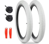 ZUKKA Lot de 2 pneus de vélo de 50,8 cm - 20 x 1,75 - Blanc - Manteau 47-406 et 2 chambres à air de 20" - Pour VTT, vélo d'enfant, vélo étudiant, vélo pour fille, tricycle - Blanc