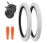 ZUKKA Lot de 2 pneus de vélo pliables 16" 16 x 1,75 pouces 47-305 Plus 2 chambres à air de 16" pour VTT, vélo d'enfant, vélo d'étudiant, vélo pour fille, tricycle, blanc