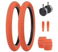 ZUKKA Lot de 2 pneus de vélo Pliables 20 x 2,35" 30 TPI - 60-406 - avec 2 Chambres à air de 20" - pour VTT, BMX, Freestyle Kids Bike Cruiser, vélo Pliant, Orange