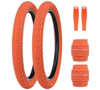 ZUKKA Lot de 2 pneus de vélo pliables 20 x 2,35" 30 TPI 60-406 - Remplacement pour VTT, BMX, Freestyle Kids Bike Cruiser, vélo pliant, orange
