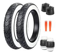 ZUKKA Pneu de VTT 20 x 4,0 pouces (ETRTO 98-406), valve AV35 mm, pneu de VTT robuste avec rainures profondes, pneu de rechange pliable, tout terrain, bord blanc