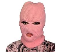 Zukmuk Balaclava Adulte Homme Femme Cagoule Intégral 3 Trous Tricoté Cagoule Bonnet Snood Hiver pour Moto Vélo Ski Randonnée Camping Chasse (Taille Unique, Rose B1)
