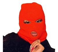 Zukmuk Cagoule Adulte Sous-casque Trois Trous Chaud Coupe Vent à la Mode Femme Homme Masque Visage Tour de Cou Maillot de Ski Cyclisme Moto, Orange A, Taille Unique