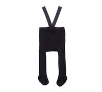 Zukmuk Collants Tricotés Bébé avec Bretelles Leggings Chaud Taille Haute pour Nouveau-né Nourrissons Tout-Petits 0-3 Ans (Noir, 2-3 Ans)