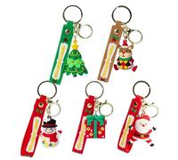 ZukqrymluvIQ Porte-clés de Noël CarKey, multicolore, modéré Lot de 5 porte-clés de Noël en 3D : Père Noël, bonhomme de neige, sapin, renne et cadeau - Idées cadeaux pour la famille
