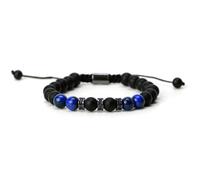 ZukQvrivelig 8MM Bracelet Perle En Pierre Naturelle Onyx Oeil de Tigre Homme,pour Papa Grand-Père Fils Oncle Frère,Cadeau de Noël Et De La Saint-Valentin pour Apporter Chance Et Bonheur (Noir-bleu)