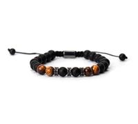 ZukZythepsor Bracelet Homme en Œil de Tigre Réglable - Pierre Naturelle Perlé, Cadeau pour Mari, Petit Ami, Papa (Anniversaire, Noël, Fête des Pères, Saint-Valentin) (Rouge)