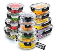 Zulay 12-Set de bocaux en verre pour la préparation des repas, ensemble de Tupperware en verre avec couvercles hermétiques - Boîtes de préparation des repas en verre, adaptées au lave-vaisselle, au