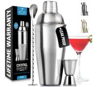 Zulay Kitchen cocktail professionnelle shaker avec accessoires - sleek martini shaker avec mesure jigger & cuillère - boisson shaker bar set intégré passoire - 24 oz shaker set - best bar war