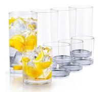 Zulay Kitchen Ensemble de gobelets incassables en plastique 8 pièces - Verres acryliques transparents durables - Sets de verrerie acrylique de 12 oz et 16 oz - Ensemble de verres en plastique