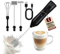 Zulay Kitchen Mousseur à lait rechargeable - Dynamique - 3 vitesses, 3 accessoires de fouet, charge USB 500 mAh, mélangeur de boissons pour latte, cappuccino, matcha, poudre de protéine, mousse de