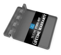 Zulay Kitchen Repose-ustensiles extra large en silicone avec tampon d'égouttement pour plusieurs ustensiles - Repose-cuillère et porte-cuillère pour cuisinière - Sans BPA - Résistant à la chaleur -