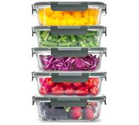 Zulay Lot de 5 Boîtes de Rangement en Verre avec Couvercles - 1 020,6 g - Boîtes de Conservation en Verre avec Couvercles Hermétiques à Fermeture à Pression Anti-Fuite (5 Récipients)