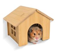 ZulBozz Cachette pour hamster nain, accessoire de cage en bois de bambou et bois jaune, 13 x 11 x 11 cm, 230 g