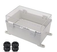 Zulkit Boîte de dérivation en plastique ABS étanche à la poussière IP65 - Boîtier électrique universel pour l'extérieur - Gris transparent - Avec plaque de montage - 300 x 200 x 160 mm