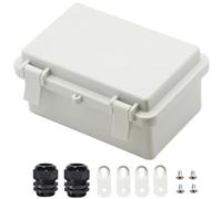 Zulkit IP65 Waterproof ABS Plastic Electrical Box - Hinged Shell, 2 Cable Glands, 5.9 x 3.9 x 2.8 inch