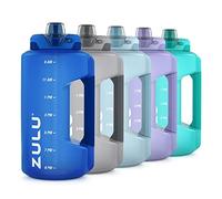 ZULU Goals Pichet de 1,8 l avec marqueur de temps et poignée pour une hydratation tout au long de la journée et paille en silicone avec verrouillage, couvercle anti-fuite, sans BPA, bleu roi, 1,8 l