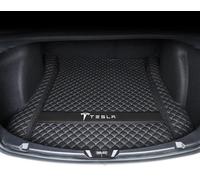 ZUMAHA Tapis Coffre Cuir Voiture pour Tesla Model 3 2019 2020 2021 2022 2023 2024 EntièRement Entouré Cuir Tous Temps Trunk Mat Boot Mats Protection Intérieurs Accessoires,Mainpad-Blackstyle