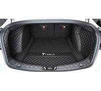 ZUMAHA Tapis Coffre Cuir Voiture pour Tesla Model 3 2019 2020 2021 2022 2023 2024 EntièRement Entouré Cuir Tous Temps Trunk Mat Boot Mats Protection Intérieurs Accessoires,1Set-Blackstyle