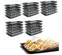 Zumart Lot de 25 plateaux à sandwich avec couvercles en plastique pour la préparation des repas, gâteaux, friandises et sandwichs (33,5 cm x 24 cm x 6 cm).