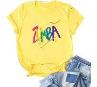 Zumba Athletic Manches Courtes Graphique T-Shirt imprimé Danse Entraînement Top Casual Tee pour Femmes Slim Fit