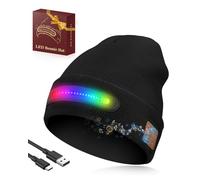 Zumhigh Bonnet Bluetooth 5.3 avec LED Lampe, Bonnet avec Lampe Frontale, LED Homme Rechargeable USB, D’Hiver, Idéal Cadeau Innovant pour Homme et Femme, Parfait pour Running, Camping, Cyclisme